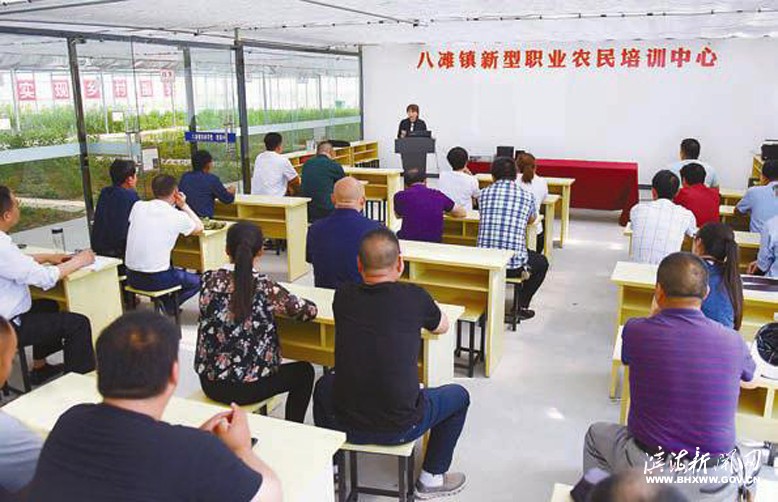 八灘鎮(zhèn)新型職業(yè)農民培訓中心田間學堂培訓現(xiàn)場